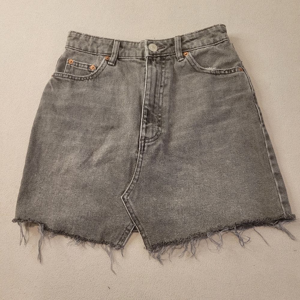 ZARA Black Washed Mini Denim Jean Skirt Small
